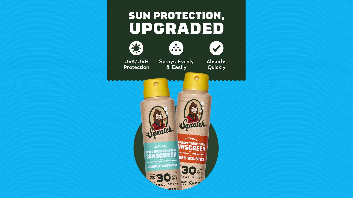 Dr. Squatch Spray Sunscreen 2-Pack | SPF 30 UVA/UVB Protection | Non-Greasy Mineral Sunscreen for Men - Bright Defense