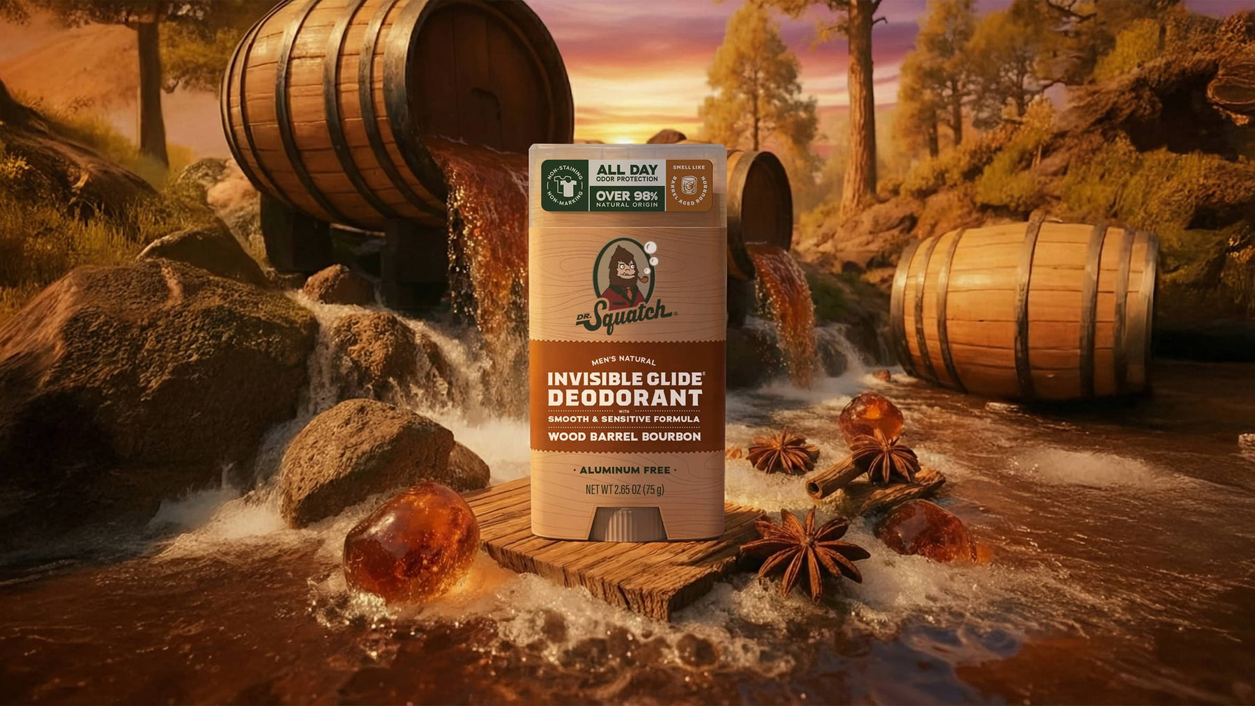 Wood Barrel Bourbon Invisible Glide Deodorant - Forest Morning Bar