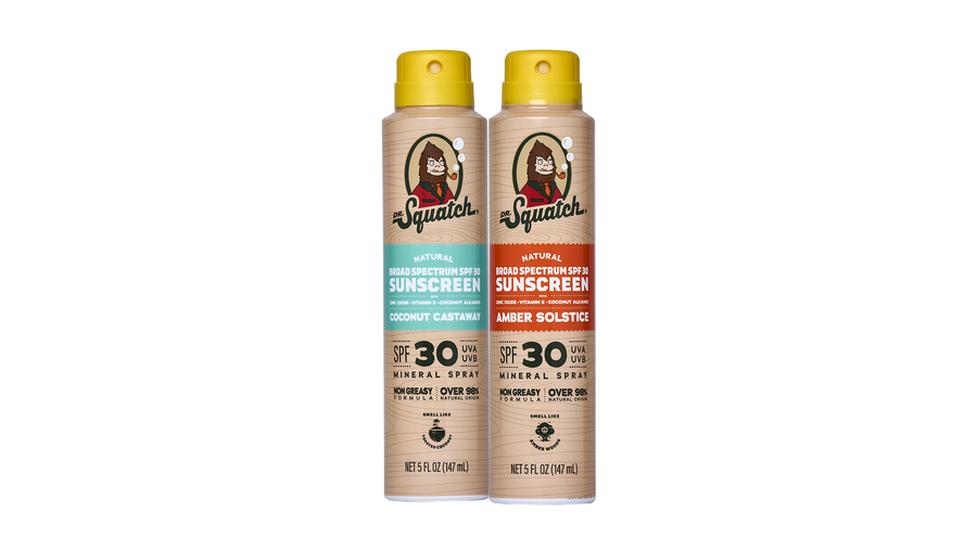 Dr. Squatch Spray Sunscreen 2-Pack | SPF 30 UVA/UVB Protection | Non-Greasy Mineral Sunscreen for Men - Bright Defense